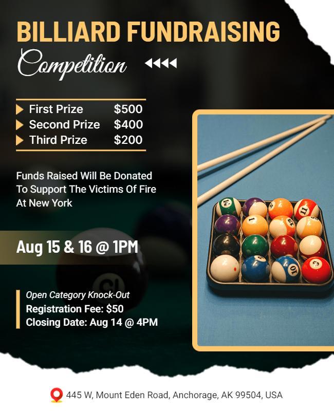 Billiard Fundraising Competition Event Flyer Template