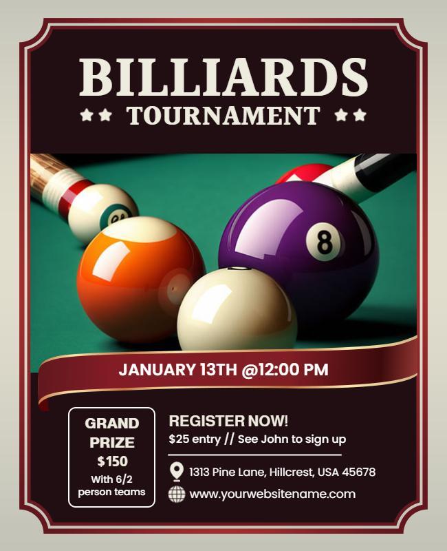 Billiards Tournament Event Flyer Template