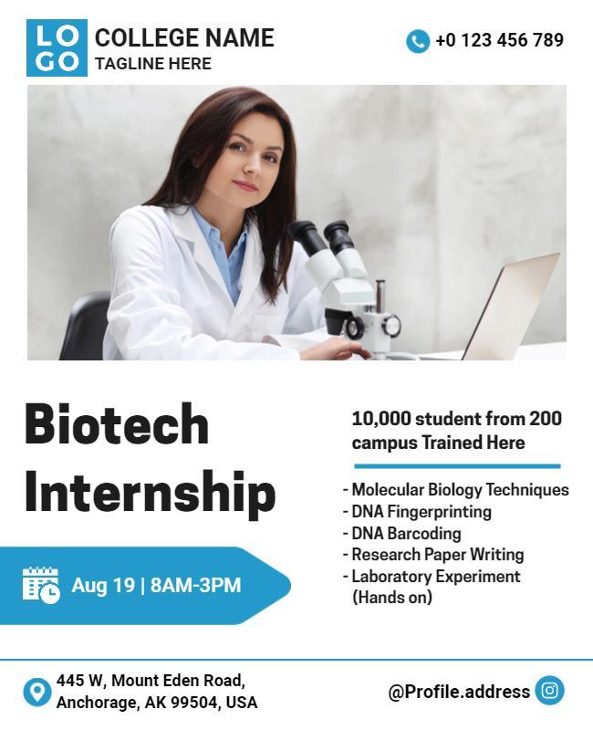 Biotech Internship Educational Program Flyer Template