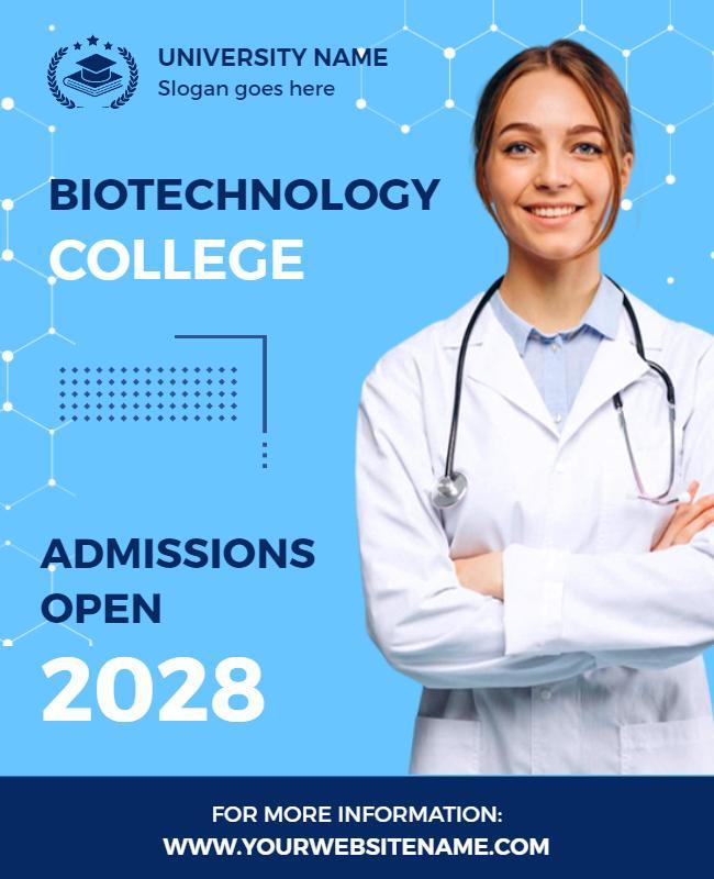 Biotechnology College Admissions Flyer Template