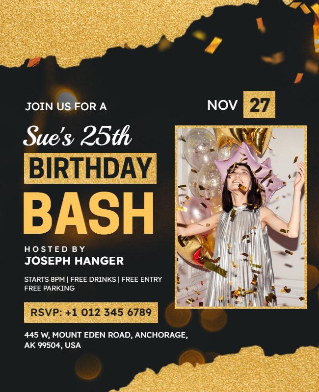 Birthday Bash Celebration Party Flyer Template