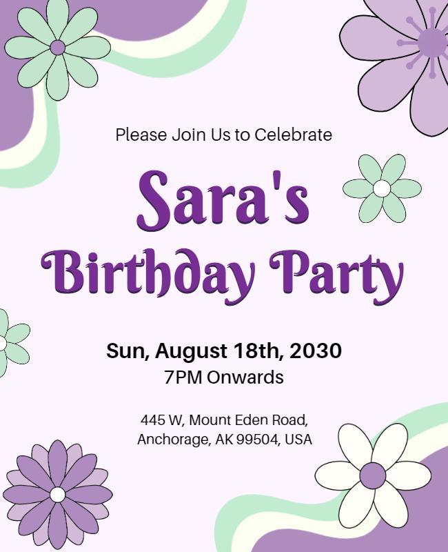 Birthday Party Invitation Flyer Template