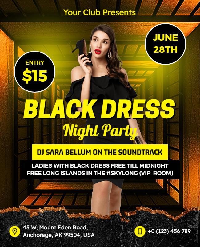 Black Dress Night Party Event Flyer Template