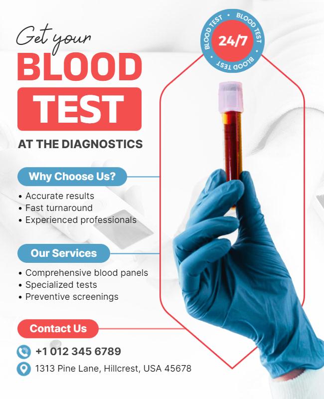 Blood Test Diagnostic Services Flyer Template