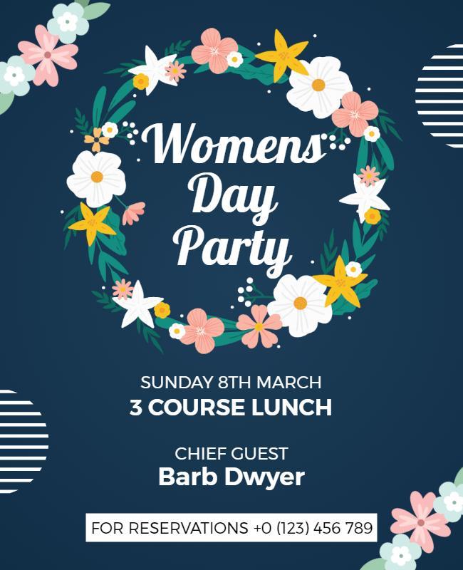 Blue Floral Womens Day Flyer Template