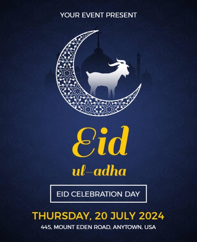 Blue Zodiac Eid Ul Adha Poster Template