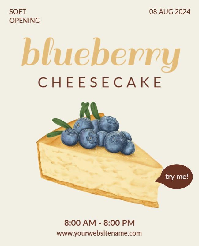 Blueberry Cheesecake Soft Opening Flyer Template