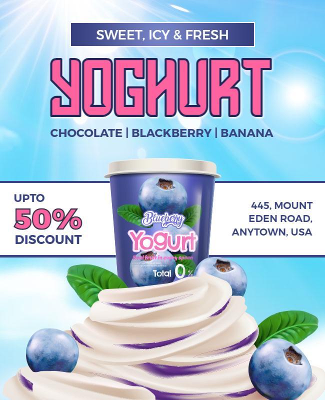 Blueberry Yoghurt Promotion Flyer Template