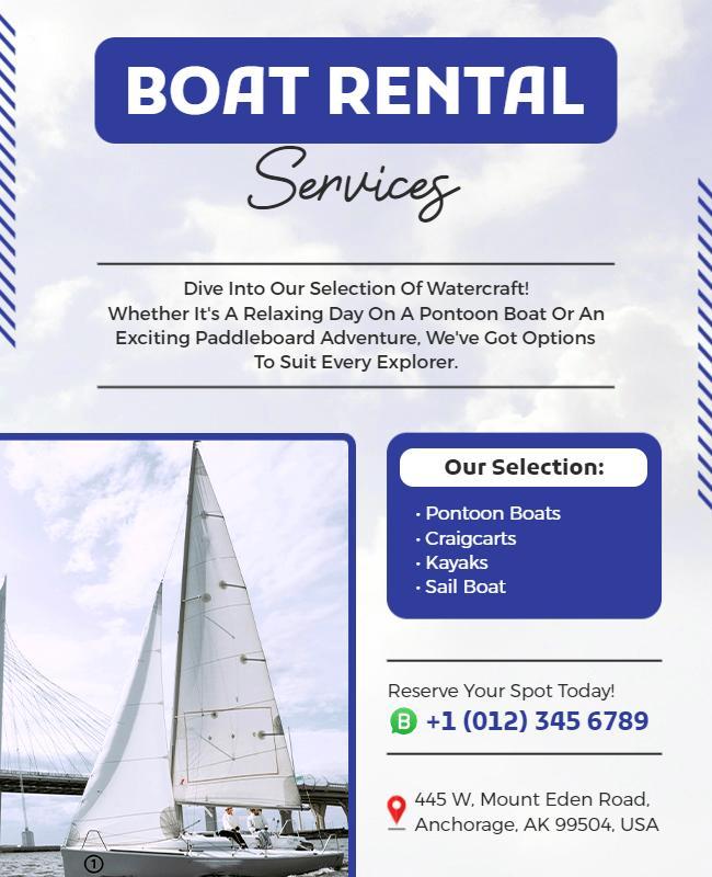 Boat Rental Services Promotional Flyer Template