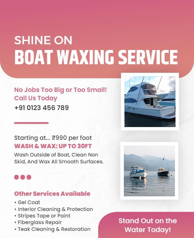 Boat Waxing and Cleaning Service Flyer Template