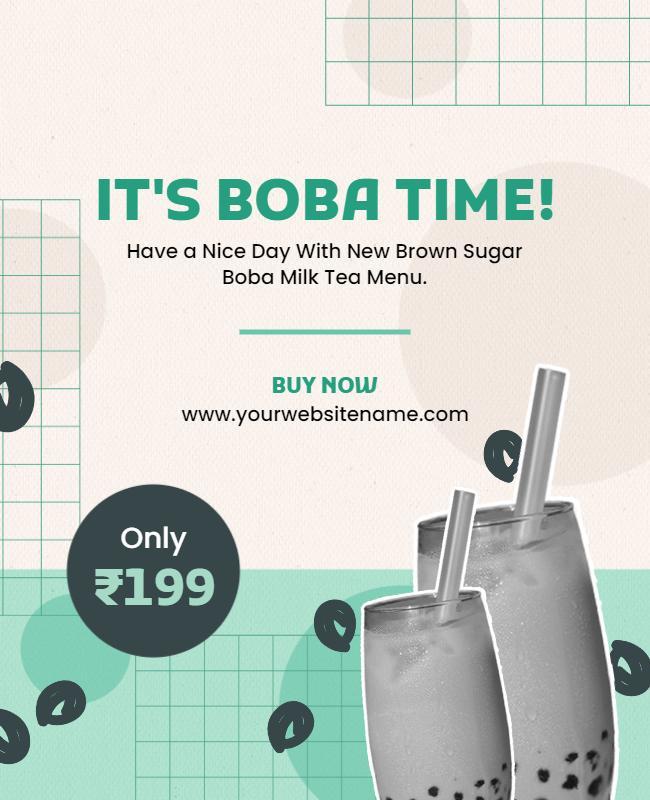 Boba Milk Tea Promotion Flyer Template