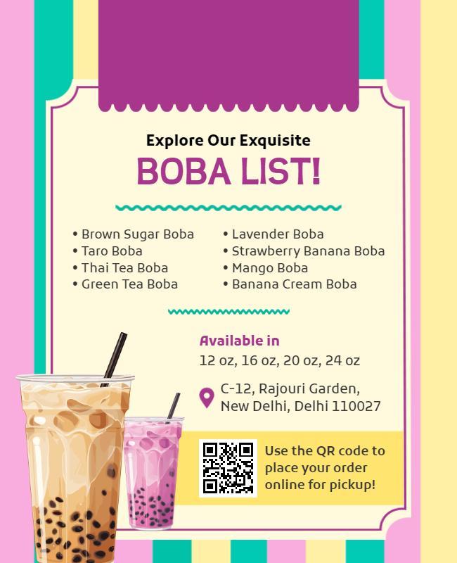 Boba Tea Specialty Menu Flyer Template