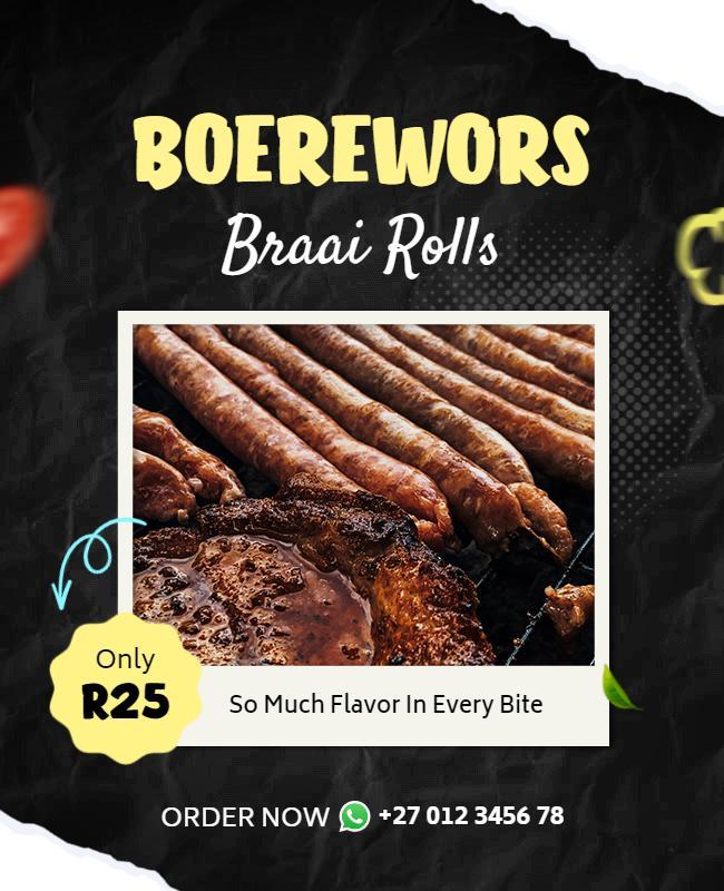 Boerewors Braai Rolls Food Promotion Flyer Template