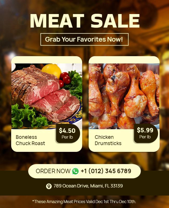 Boneless Chuck Roast Meat Sale Flyer Template