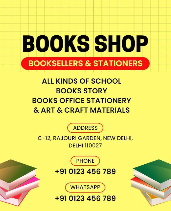 Books and Stationery Shop Promotion Flyer Template