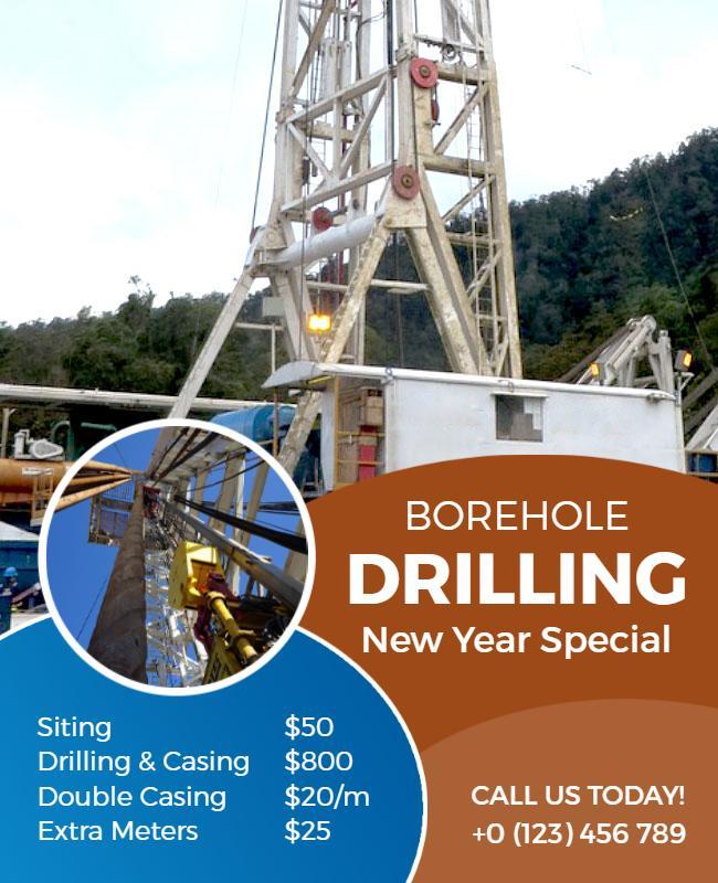 Borehole Drilling Service Promotion Flyer Template