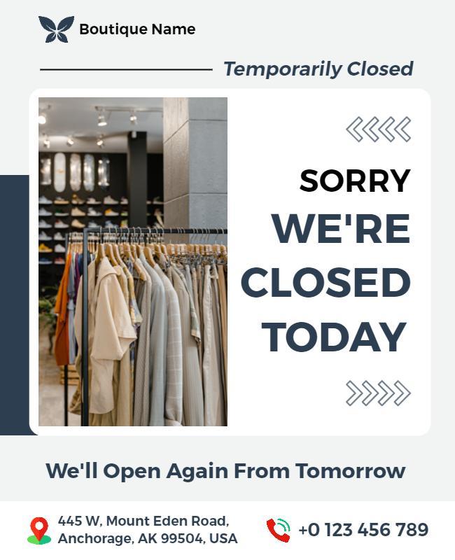 Boutique Temporary Closure Notification Flyer Template