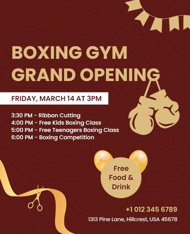 Boxing Gym Grand Opening Event Flyer Template