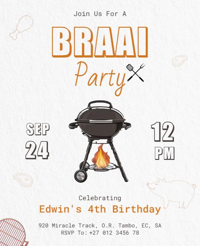 Braai Birthday Barbecue Party Celebration Flyer Template