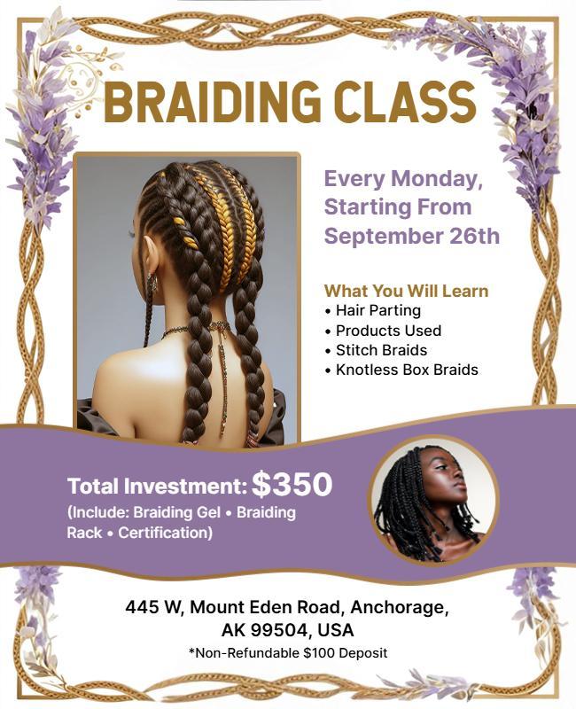 Braiding Techniques Class Flyer Template