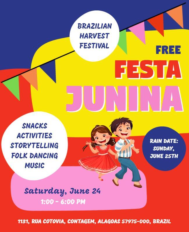 Brazilian Harvest Festival Junina Celebration Flyer Template