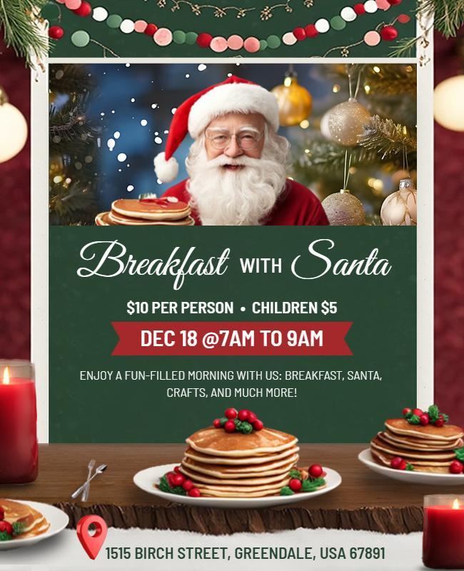 Breakfast with Santa Holiday Event Flyer Template