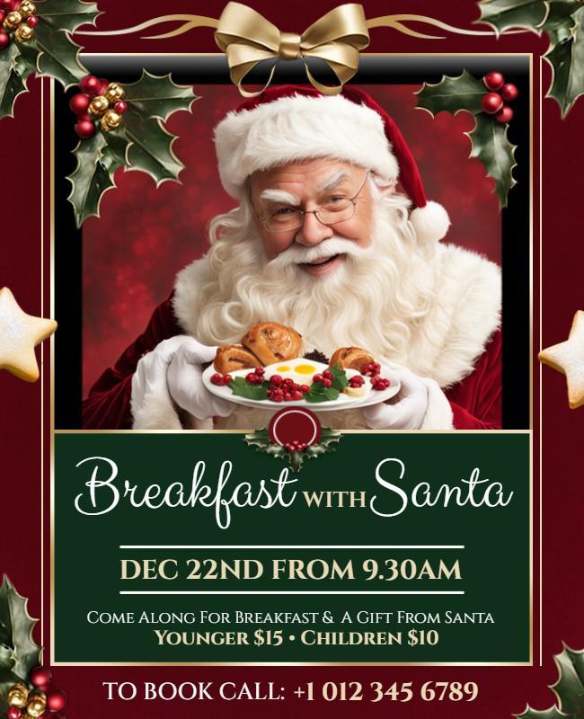 Breakfast with Santa Holiday Event Flyer Template