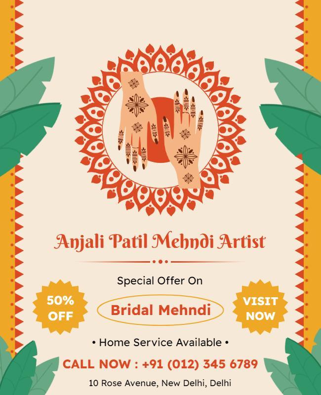 Bridal Mehndi Service Promotional Flyer Template