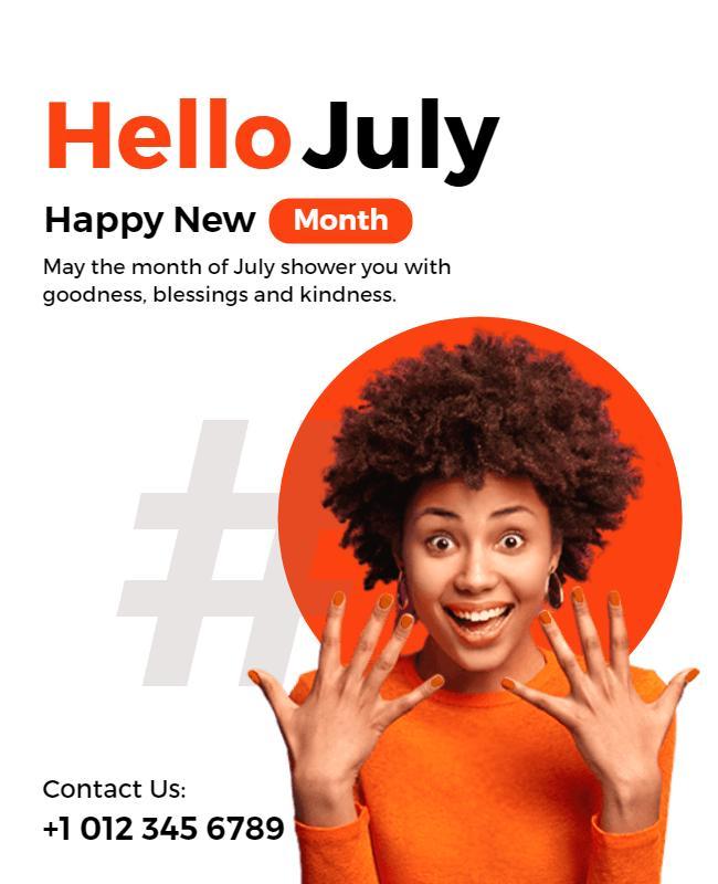 Bright Welcome to July Celebration Flyer Template