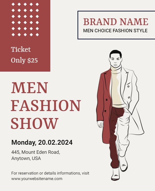 Brown and Off White Fashion Show Poster Template