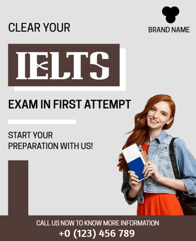 Brown Ielts Academy Poster Template