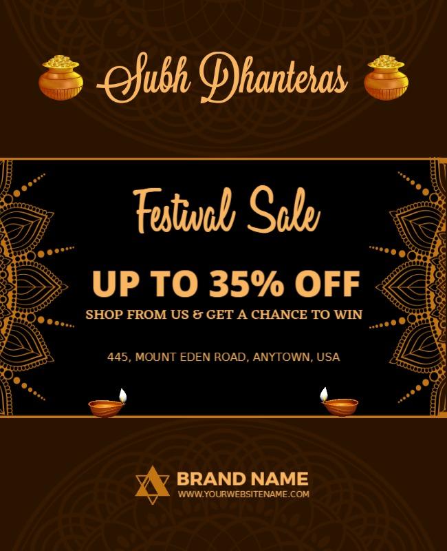 Brown Pod and Kilamanjaro Happy Dhanteras Poster Template