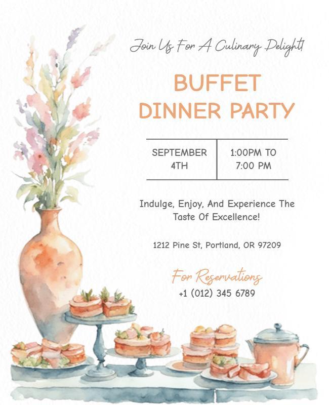 Buffet Dinner Party Invitation Flyer Template