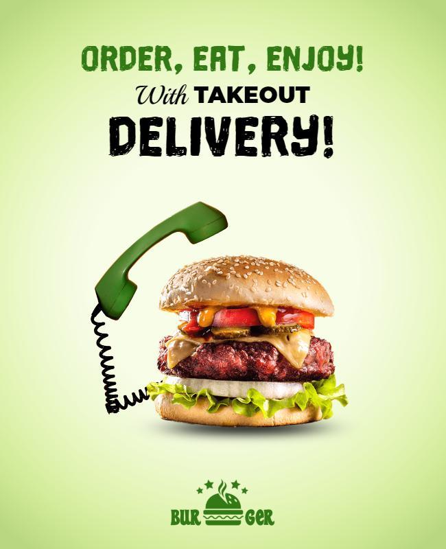 Burger Takeout Delivery Promotional Flyer Template