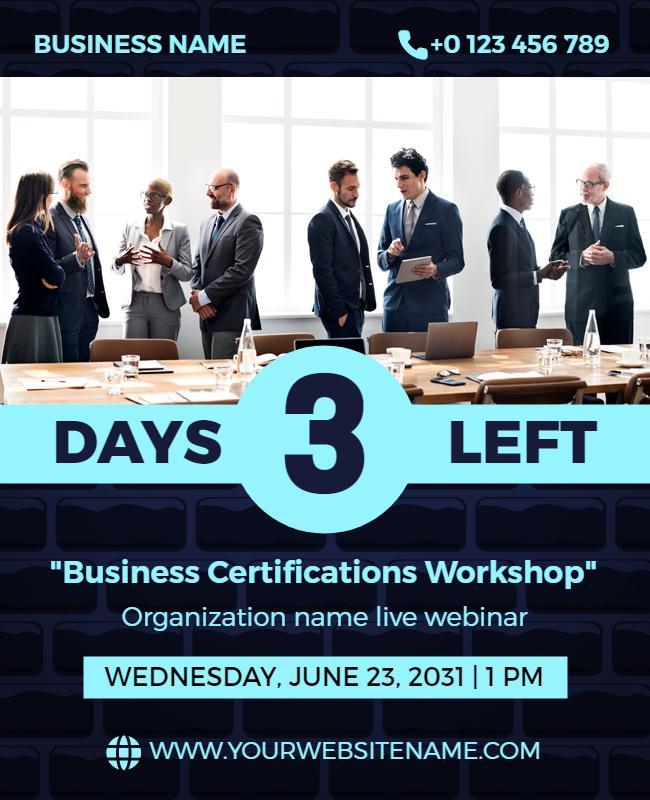 Business Certifications Workshop Webinar Flyer Template