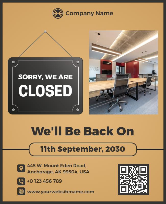 Business Closure Notification Flyer Template