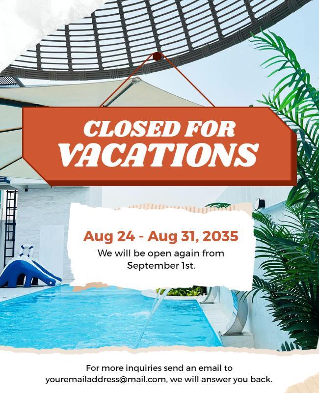 Business Closure Vacation Announcement Flyer Template