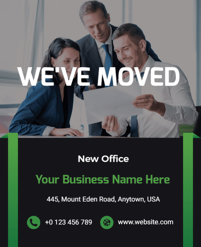 Business Office Relocation Announcement Flyer Template