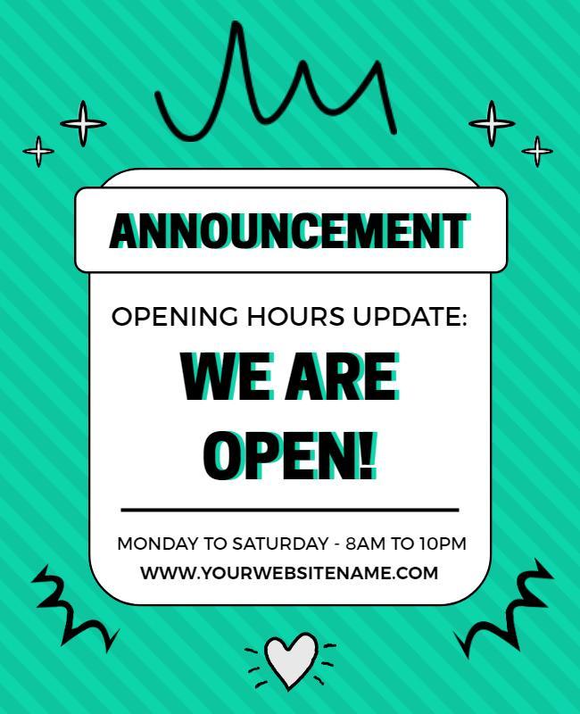 Business Opening Hours Announcement Flyer Template