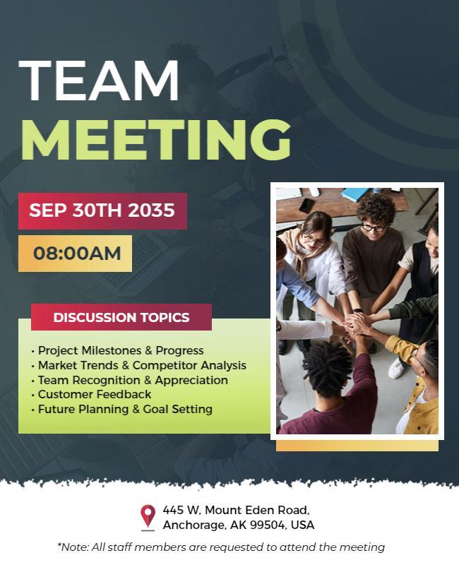 Business Team Meeting Agenda Flyer Template