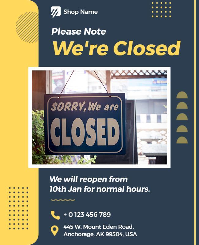 Business Temporary Closure Notification Flyer Template