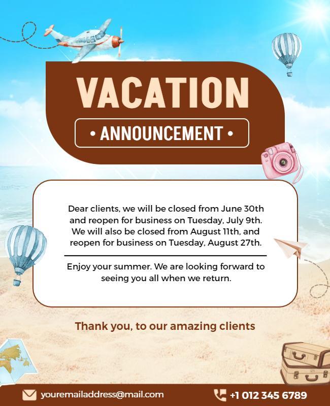 Business Vacation Announcement Flyer Template