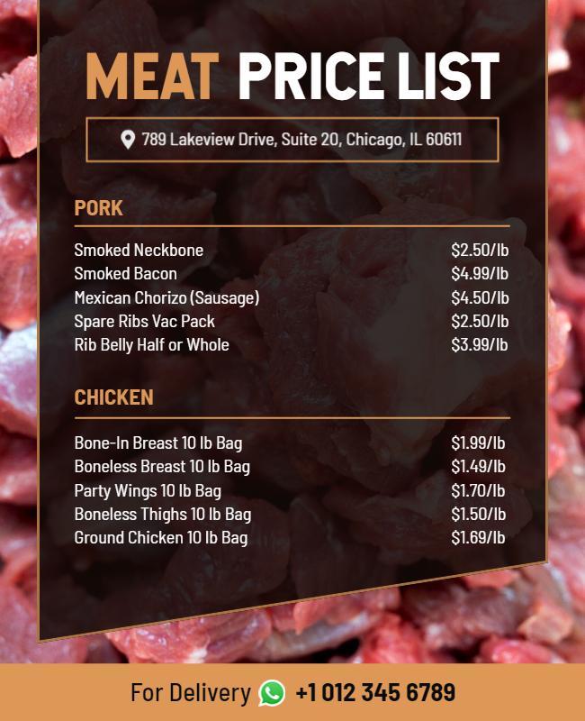 Butcher Shop Meat Price List Flyer Template