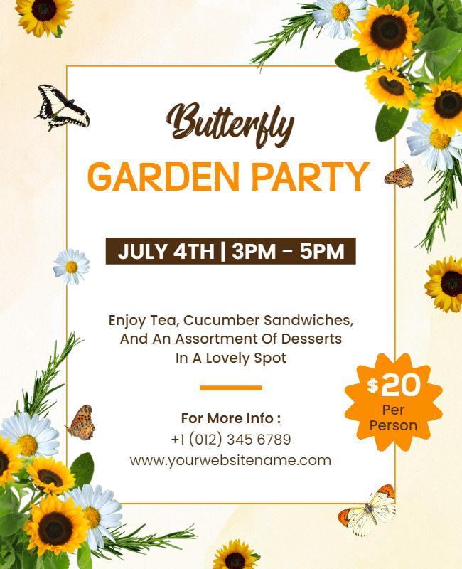 Butterfly Garden Party Celebration Flyer Template