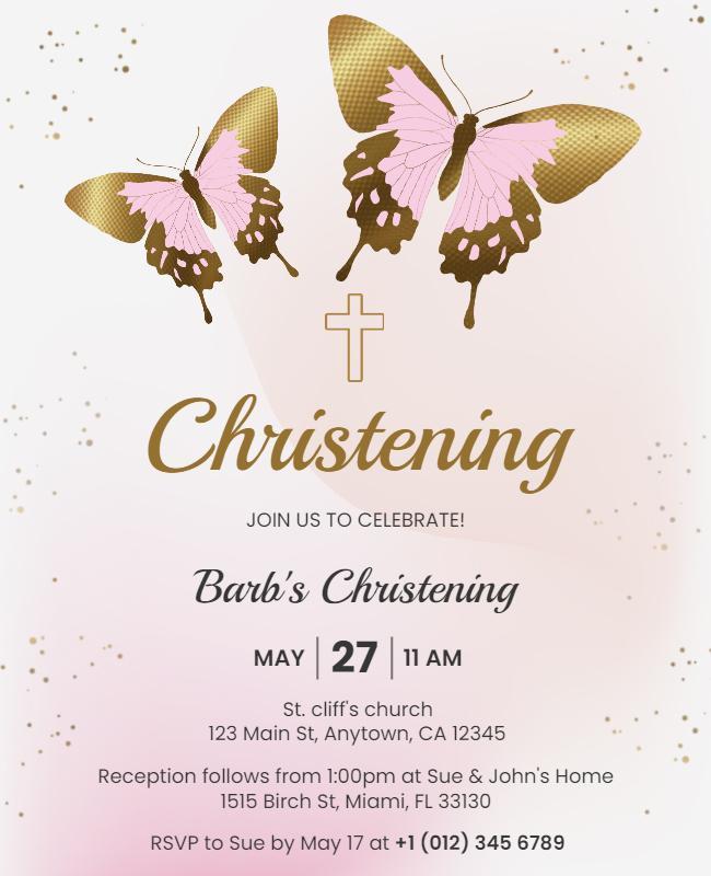 Butterfly Themed Christening Celebration Flyer Template