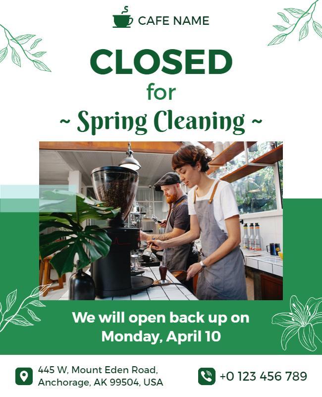 Cafe Closed for Spring Cleaning Flyer Template