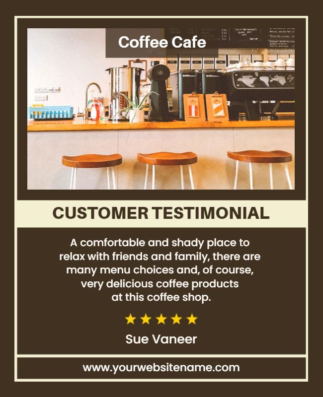 Cafe Customer Testimonial Promotion Flyer Template