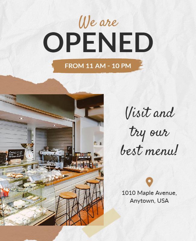 Cafe Grand Reopening Invitation Flyer Template