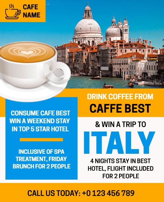 Cafe Promotional Trip Giveaway Flyer Template