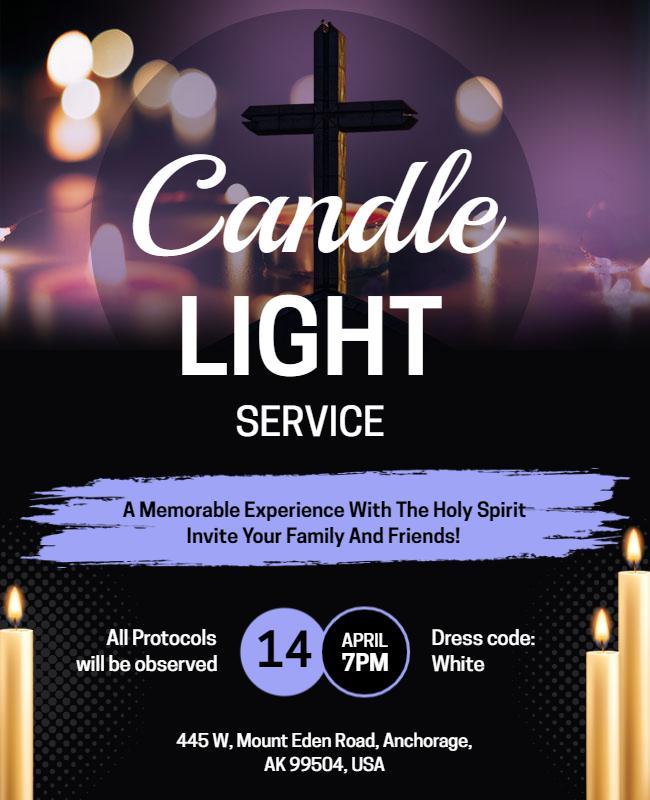 Candlelight Church Service Invitation Flyer Template